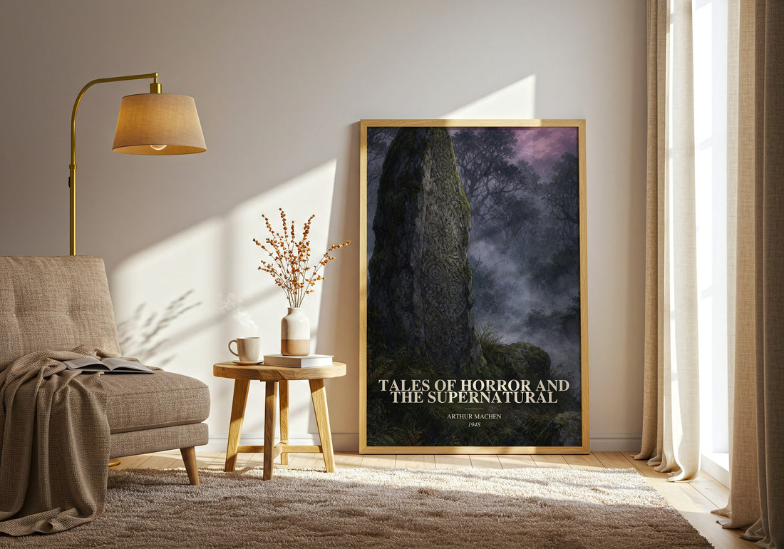 Tales Of Horror And The Supernatural watercolour print in frame leaning in hallway – horror wall art