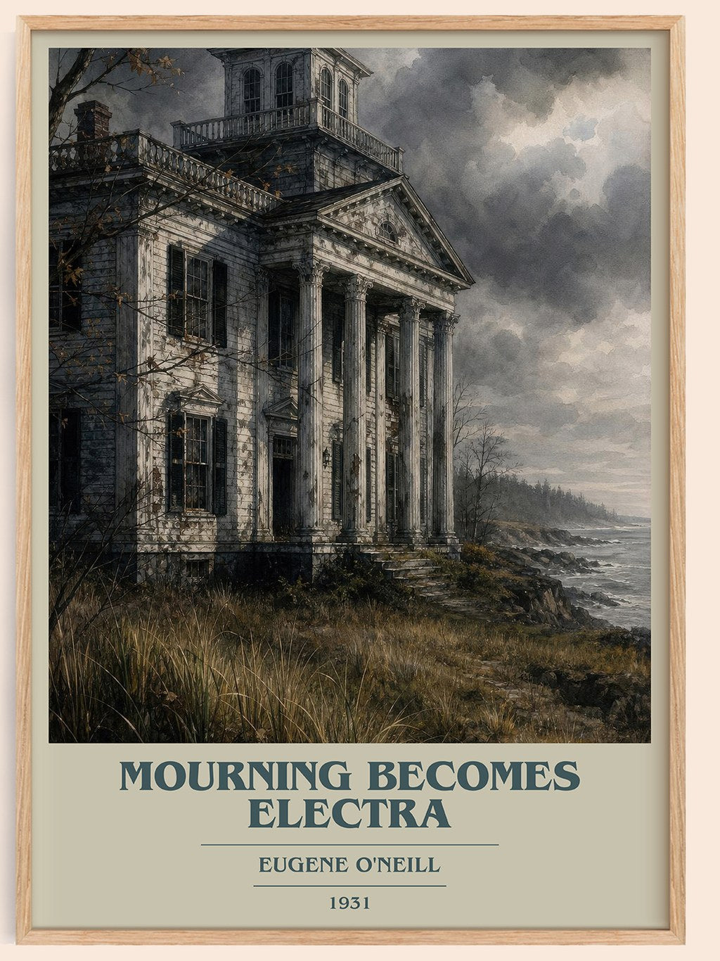 Mourning Becomes Electra book cover book poster by Eugene O'Neill – framed literary art print