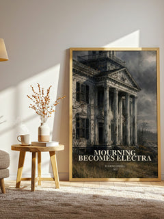 Mourning Becomes Electra watercolour print in frame leaning in hallway – literary fiction wall art