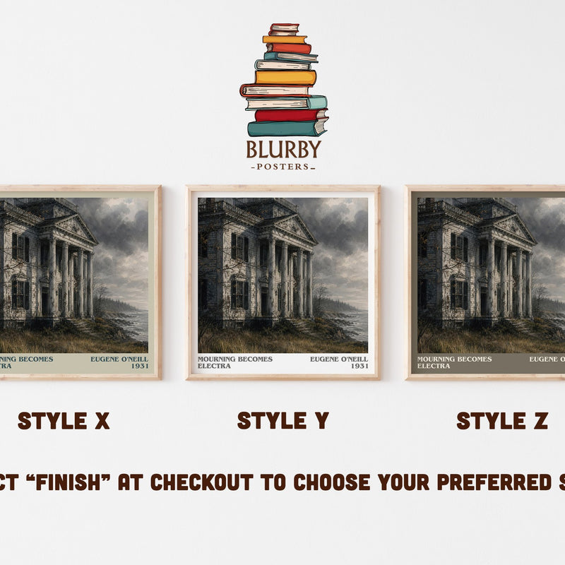 Mourning Becomes Electra literary print in frame leaning in hallway – literary fiction wall art