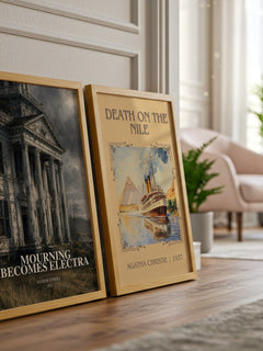 Mourning Becomes Electra watercolour print framed by window – literary home decor