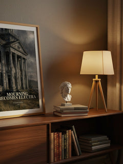 Mourning Becomes Electra watercolour print on bookshelf – Eugene O'Neill fan gift
