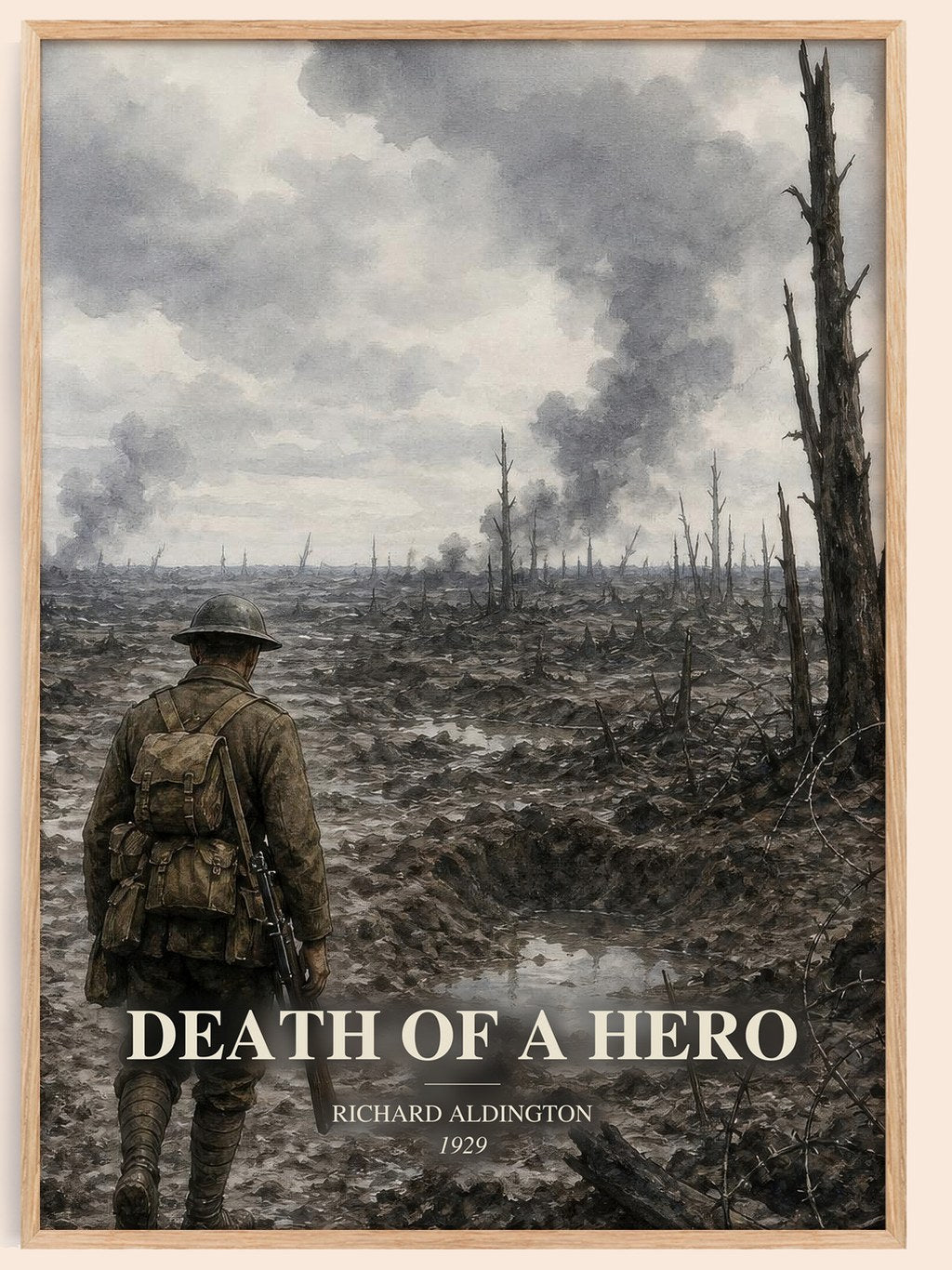 Death Of A Hero watercolour book poster by Richard Aldington – framed literary art print
