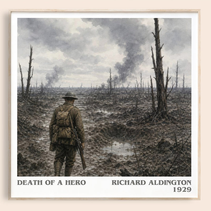 Death Of A Hero literary book poster by Richard Aldington – framed literary art print