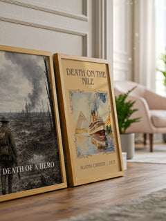 Death Of A Hero watercolour print framed by window – literary home decor