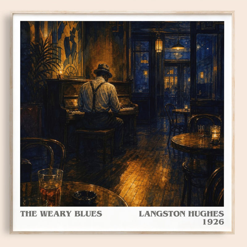 The Weary Blues literary book poster by Langston Hughes – framed literary art print