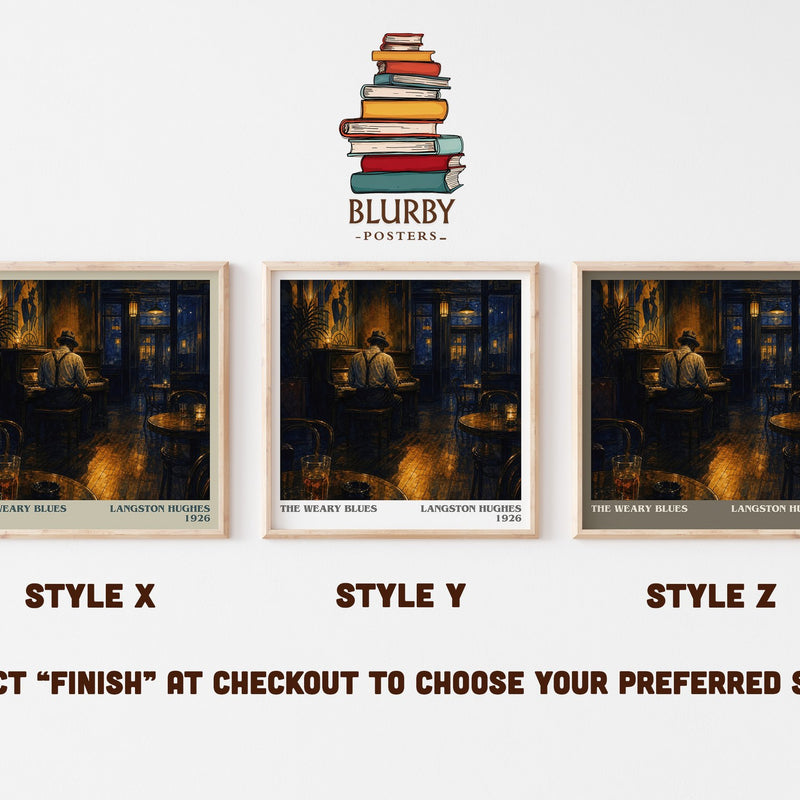 The Weary Blues literary print in frame leaning in hallway – poetry wall art