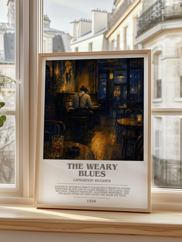 The Weary Blues Bookish Wall Art by Langston Hughes – framed print by a bright window