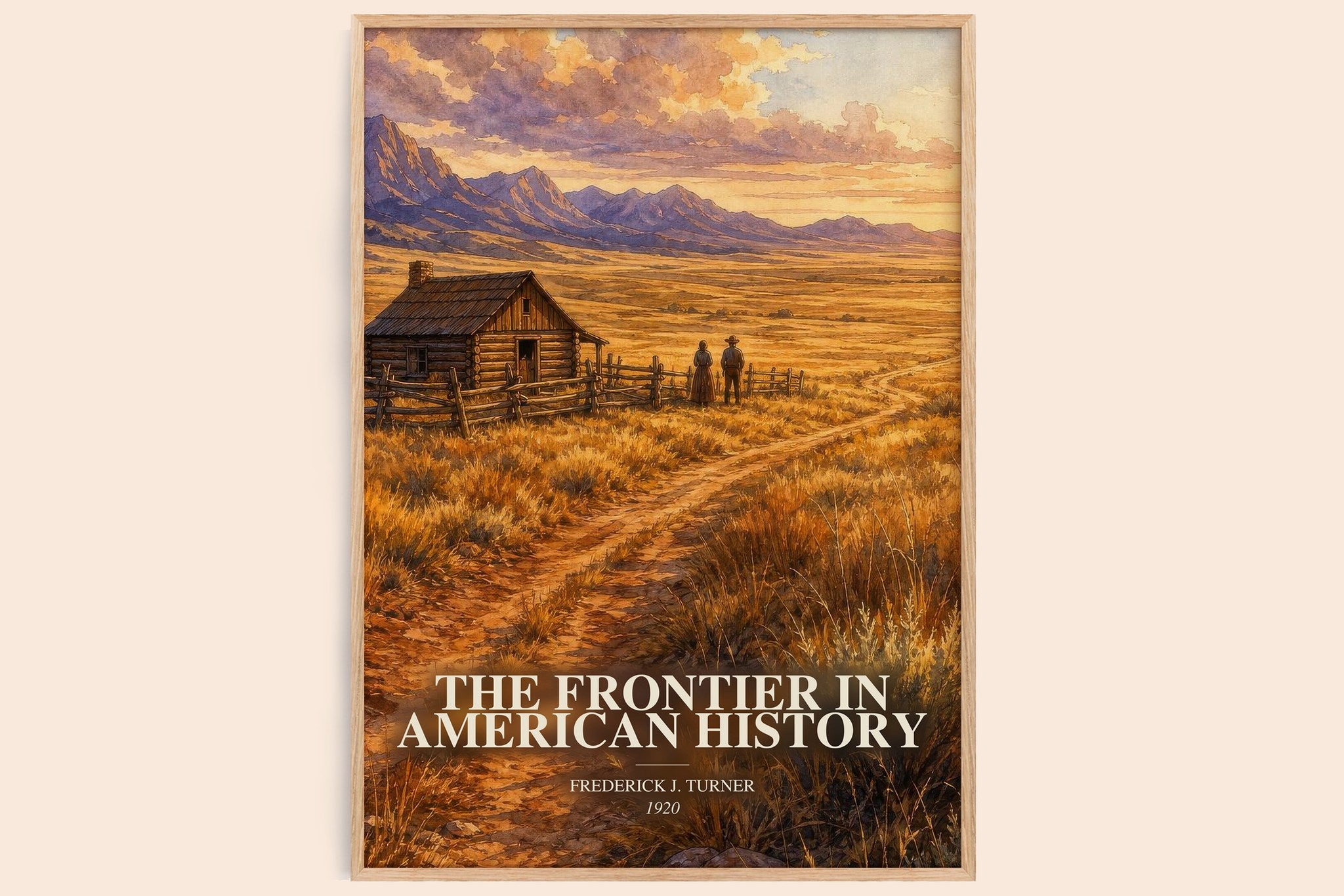 The Frontier in American History Book Watercolour Illustration by Frederick J. Turner