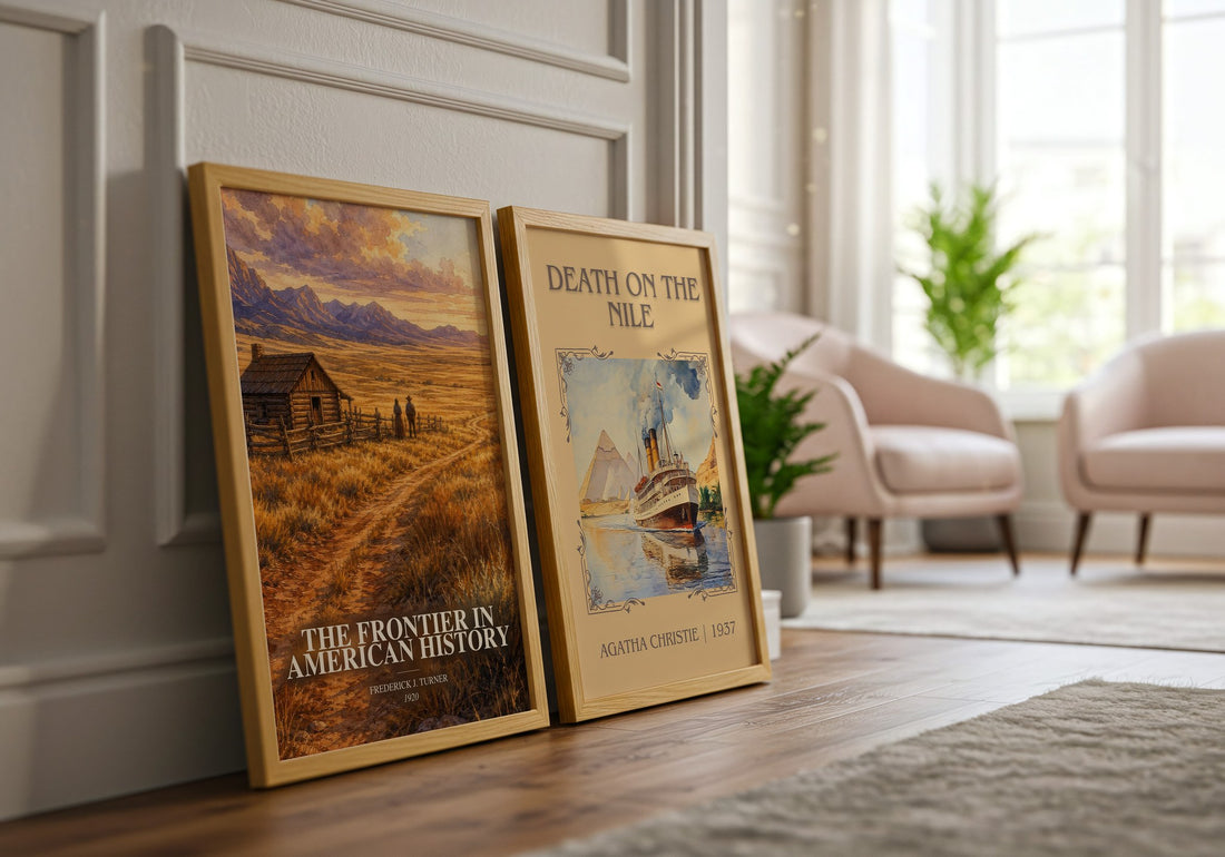 The Frontier in American History watercolour print framed by window – literary home decor