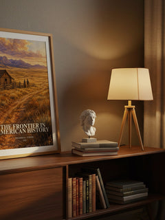 The Frontier in American History watercolour print on bookshelf – Frederick J. Turner fan gift
