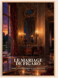 Le Mariage De Figaro watercolour book poster by Pierre-Augustin Caron de Beaumarchais – framed literary art print