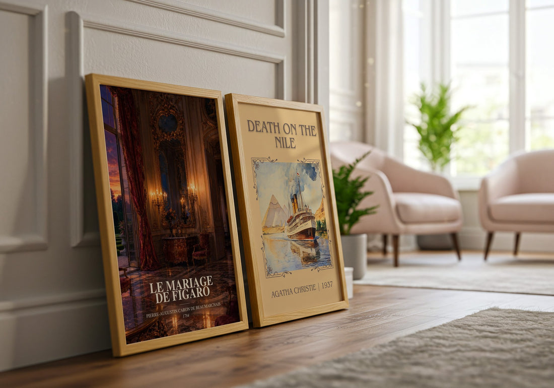 Le Mariage De Figaro watercolour print framed by window – literary home decor