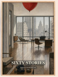 Sixty Stories watercolour book poster by Donald Barthelme – framed literary art print