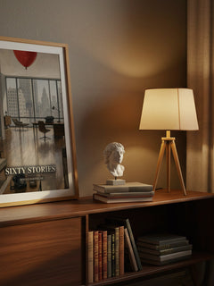 Sixty Stories watercolour print on bookshelf – Donald Barthelme fan gift