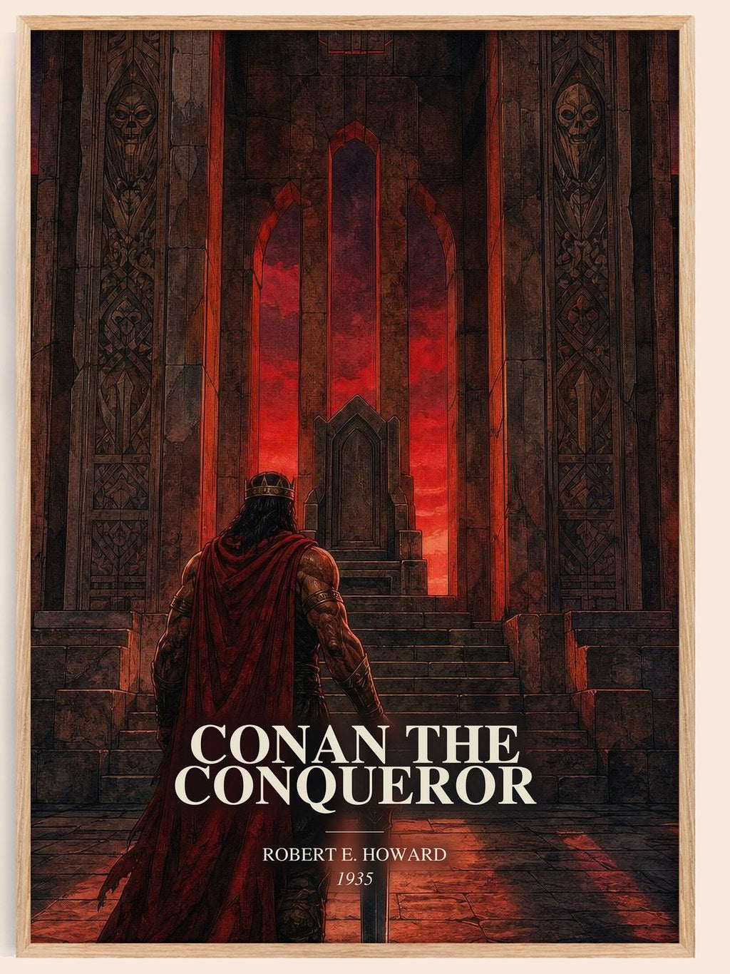 Conan The Conqueror watercolour book poster by Robert E. Howard – framed literary art print