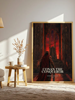 Conan The Conqueror watercolour print in frame leaning in hallway – fantasy wall art