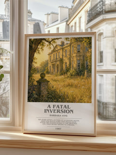 A Fatal Inversion Bookish Wall Art by Barbara Vine – framed print by a bright window