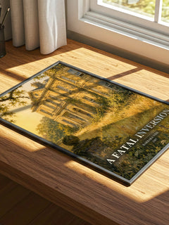A Fatal Inversion watercolour book poster framed on wall – crime wall art
