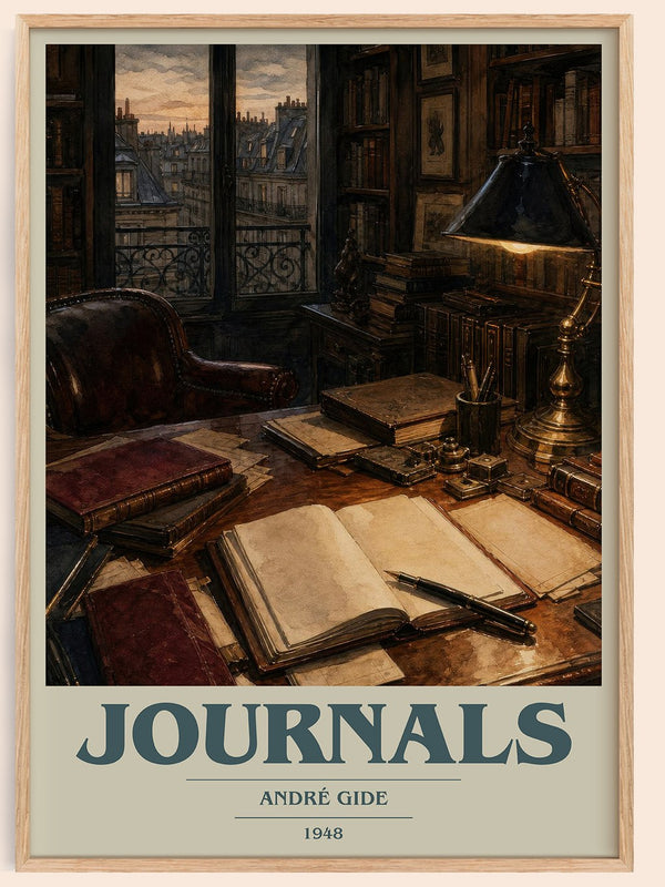 Journals book cover book poster by André Gide – framed literary art print