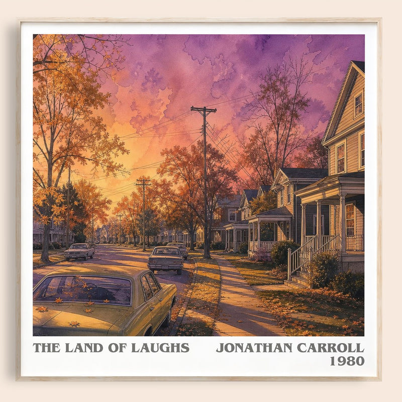 The Land Of Laughs literary book poster by Jonathan Carroll – framed literary art print