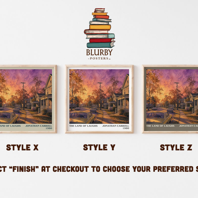 The Land Of Laughs literary print in frame leaning in hallway – fantasy wall art