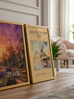 The Land Of Laughs watercolour print framed by window – literary home decor
