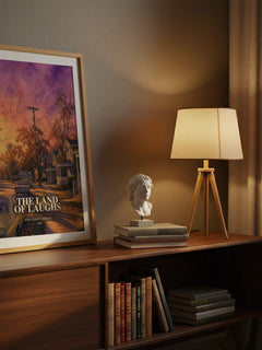 The Land Of Laughs watercolour print on bookshelf – Jonathan Carroll fan gift