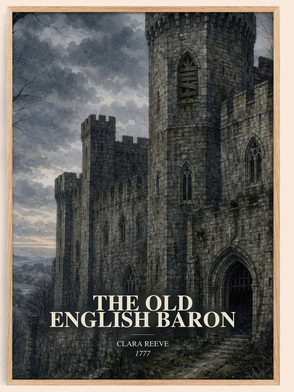 The Old English Baron watercolour book poster by Clara Reeve – framed literary art print