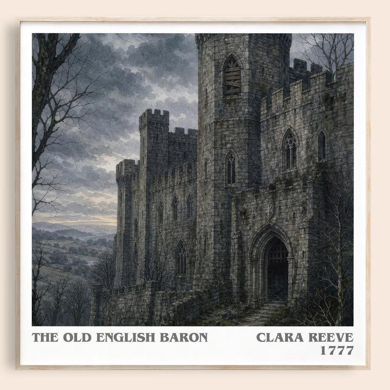 The Old English Baron literary book poster by Clara Reeve – framed literary art print
