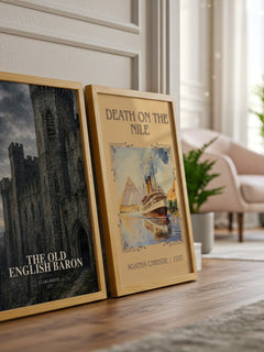 The Old English Baron watercolour print framed by window – literary home decor