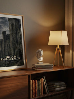 The Old English Baron watercolour print on bookshelf – Clara Reeve fan gift