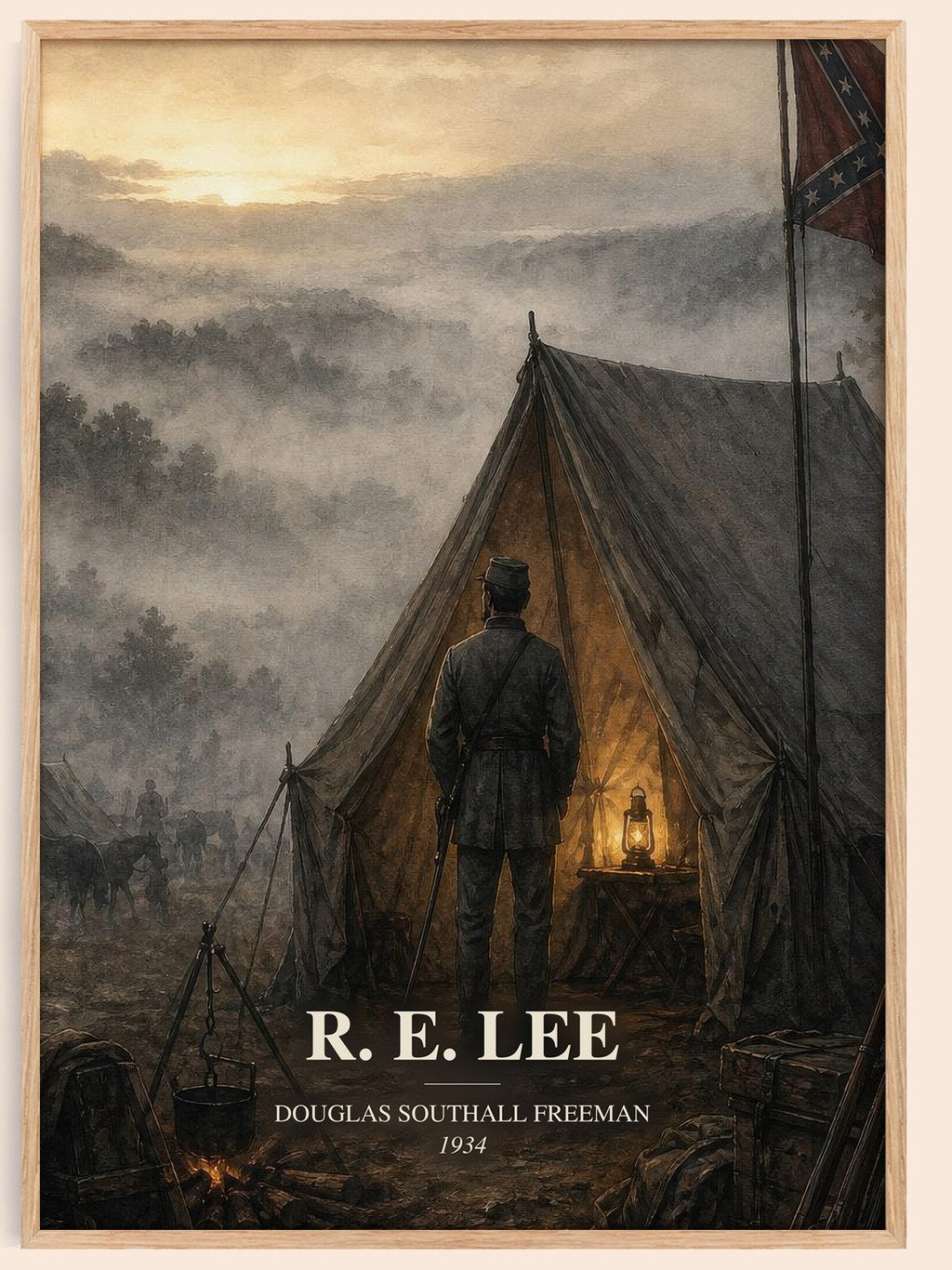 R. E. Lee watercolour book poster by Douglas Southall Freeman – framed literary art print