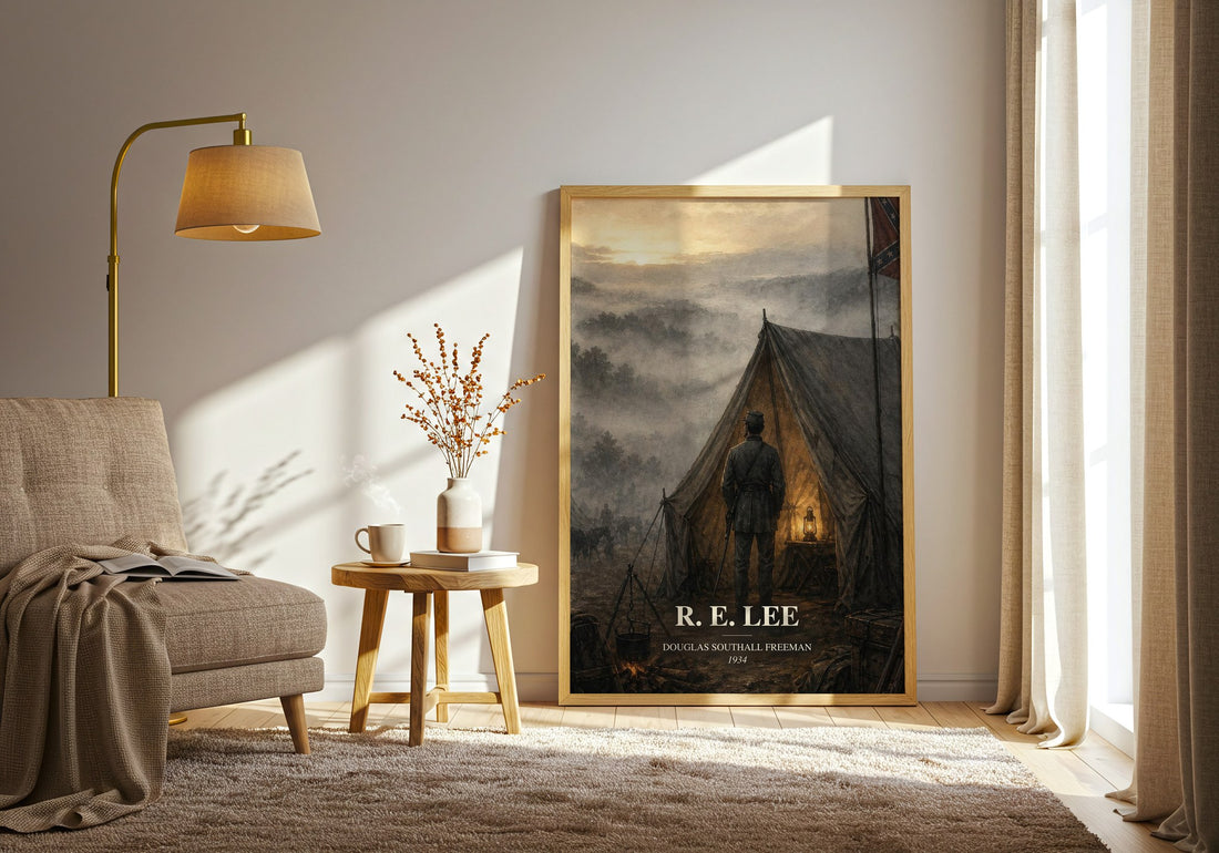 R. E. Lee watercolour print in frame leaning in hallway – non fiction wall art