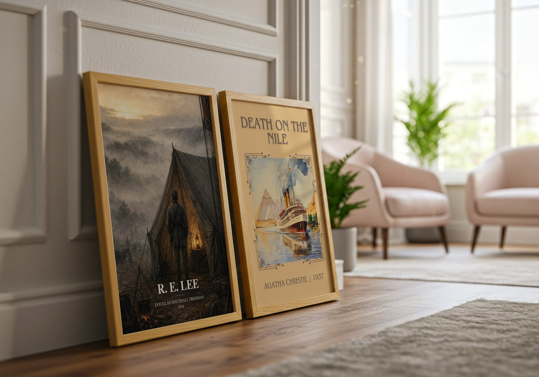 R. E. Lee watercolour print framed by window – literary home decor
