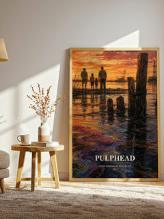 Pulphead watercolour print in frame leaning in hallway – non fiction wall art