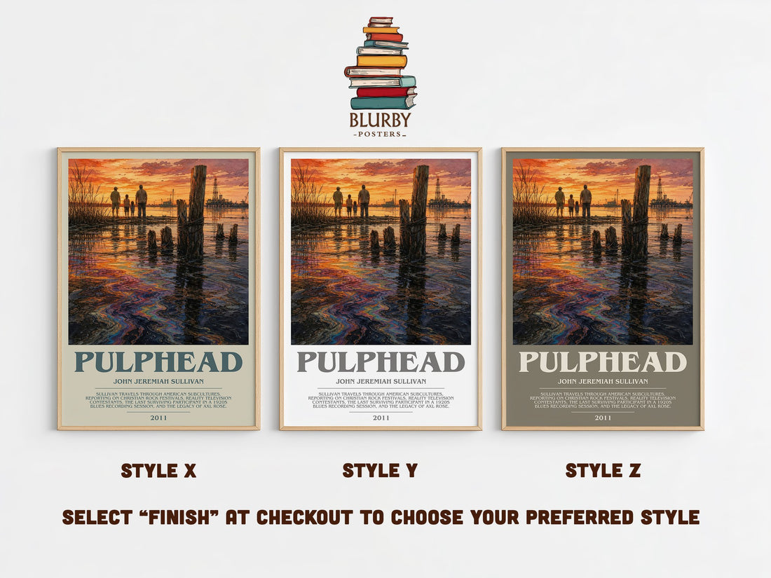 Pulphead Bookish Wall Art by John Jeremiah Sullivan – Style X, Y and Z side by side – choose your finish