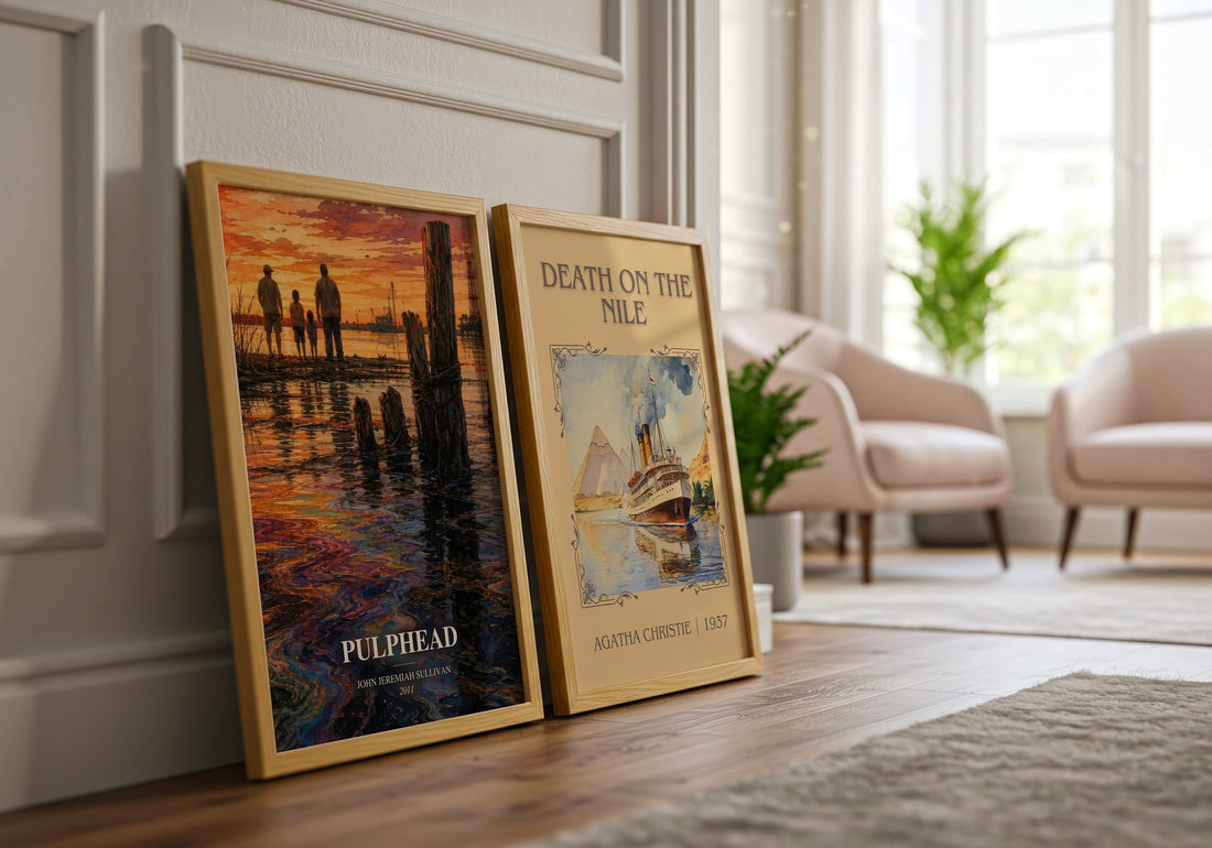 Pulphead watercolour print framed by window – literary home decor