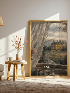 Angel watercolour print in frame leaning in hallway – satire wall art