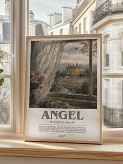 Angel Bookish Wall Art by Elizabeth Taylor – framed print by a bright window