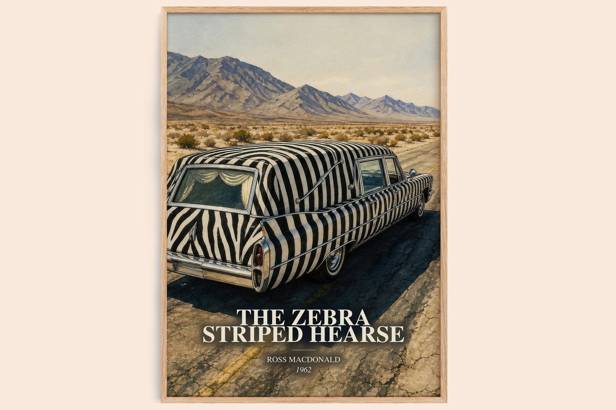 Zebra Striped Hearse Book Watercolour Illustration by Ross Macdonald
