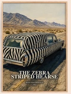 The Zebra Striped Hearse watercolour book poster by Ross Macdonald – framed literary art print