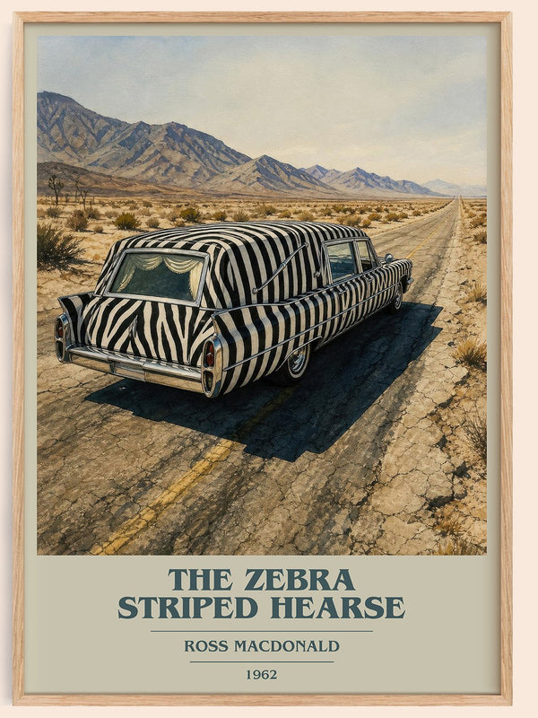 The Zebra Striped Hearse book cover book poster by Ross Macdonald – framed literary art print