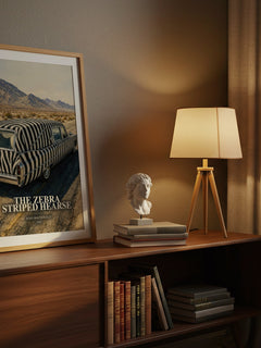 The Zebra Striped Hearse watercolour print on bookshelf – Ross Macdonald fan gift