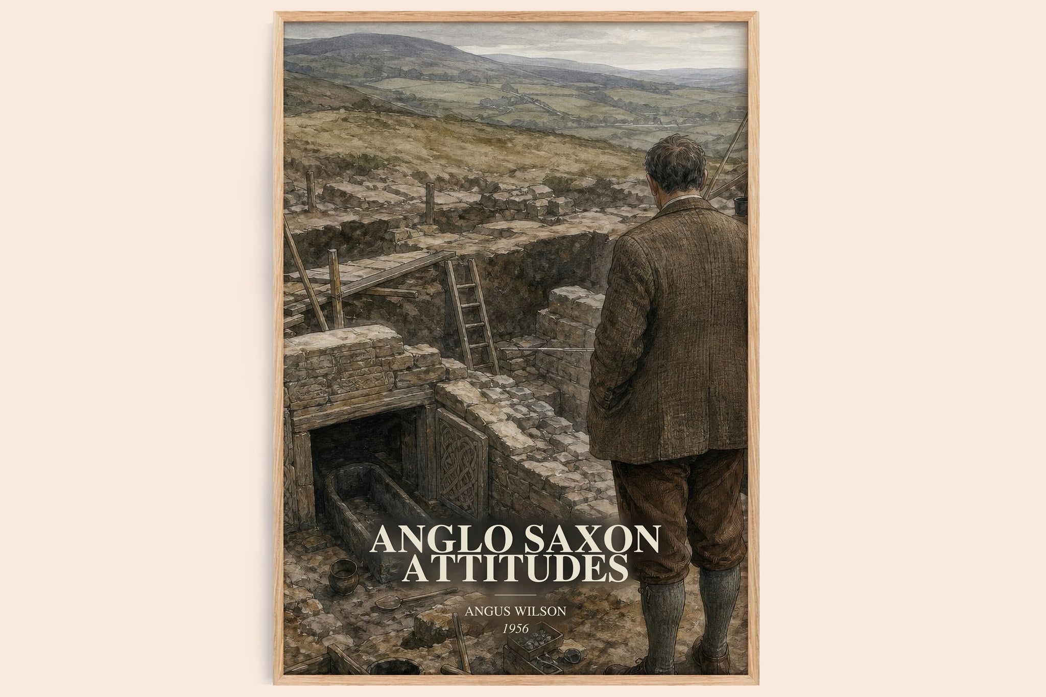 Anglo Saxon Attitudes Book Watercolour Illustration by Angus Wilson