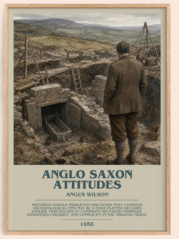 Anglo Saxon Attitudes Bookish Wall Art by Angus Wilson – framed poster