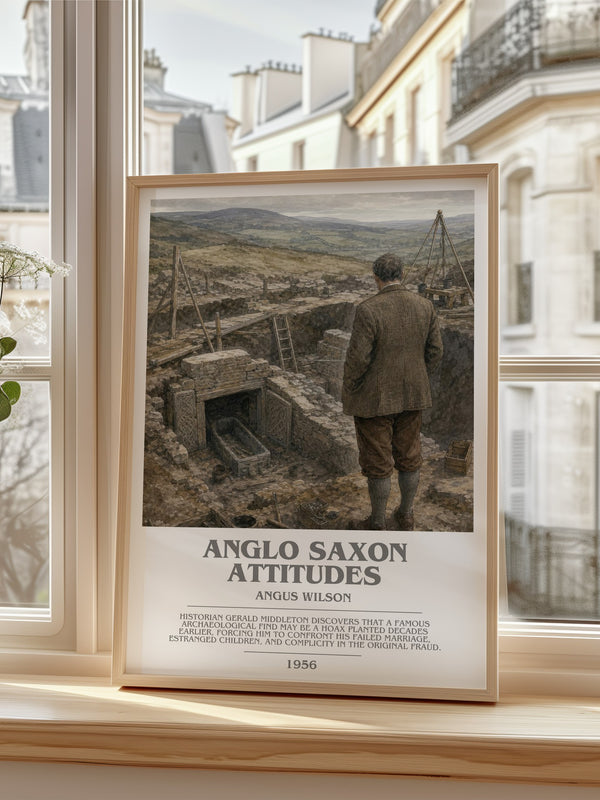 Anglo Saxon Attitudes Bookish Wall Art by Angus Wilson – framed print by a bright window