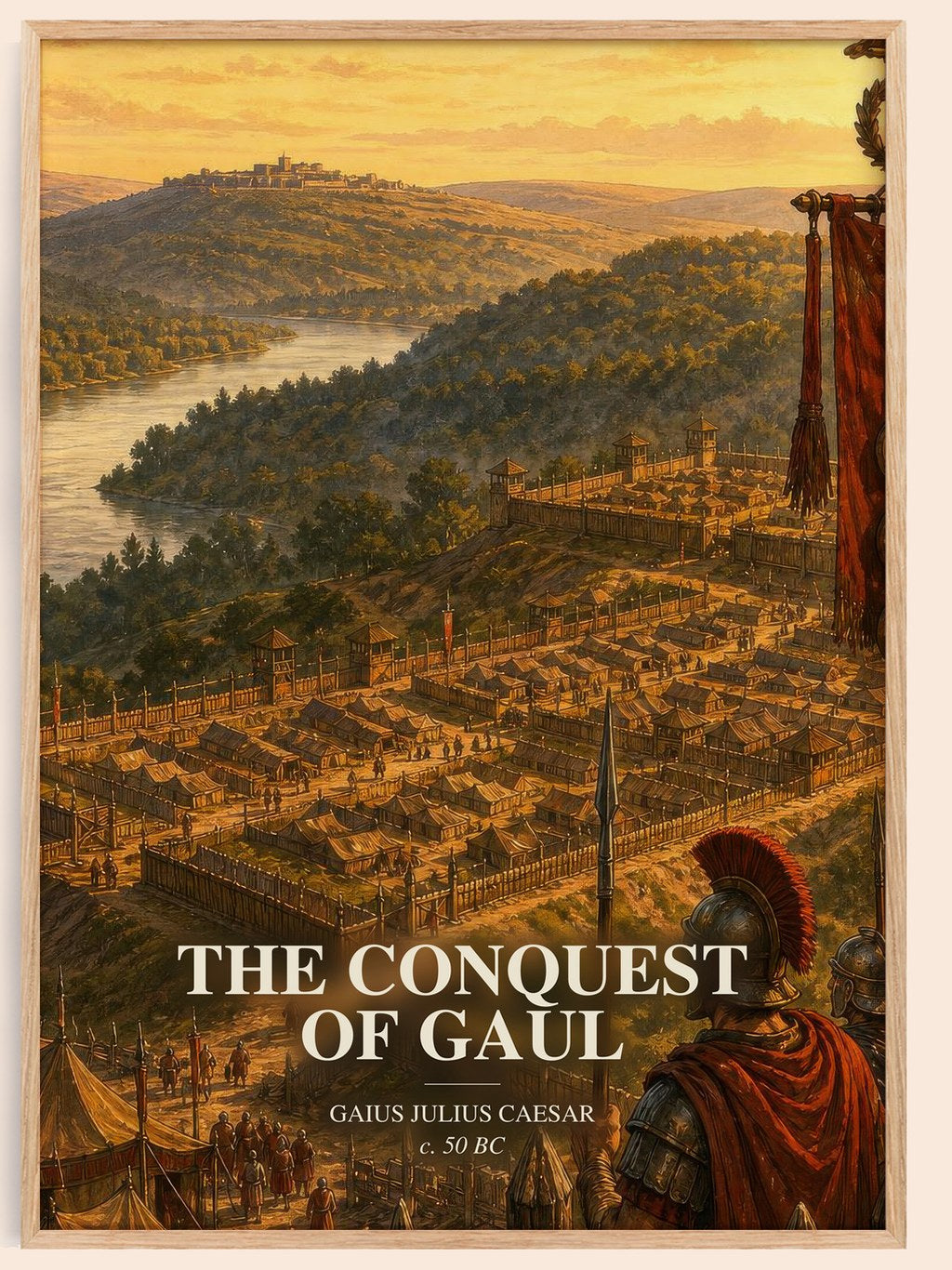 The Conquest Of Gaul watercolour book poster by Gaius Julius Caesar – framed literary art print