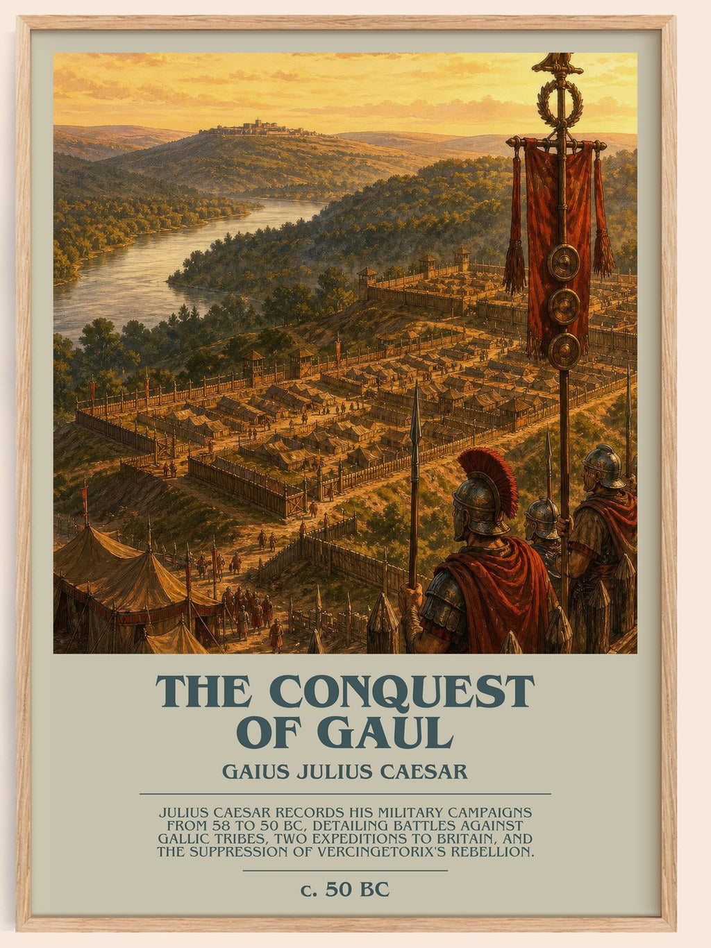 The Conquest Of Gaul bookish book poster by Gaius Julius Caesar – framed literary art print