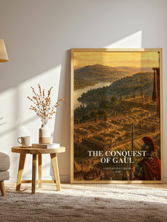 The Conquest Of Gaul watercolour print in frame leaning in hallway – non fiction wall art